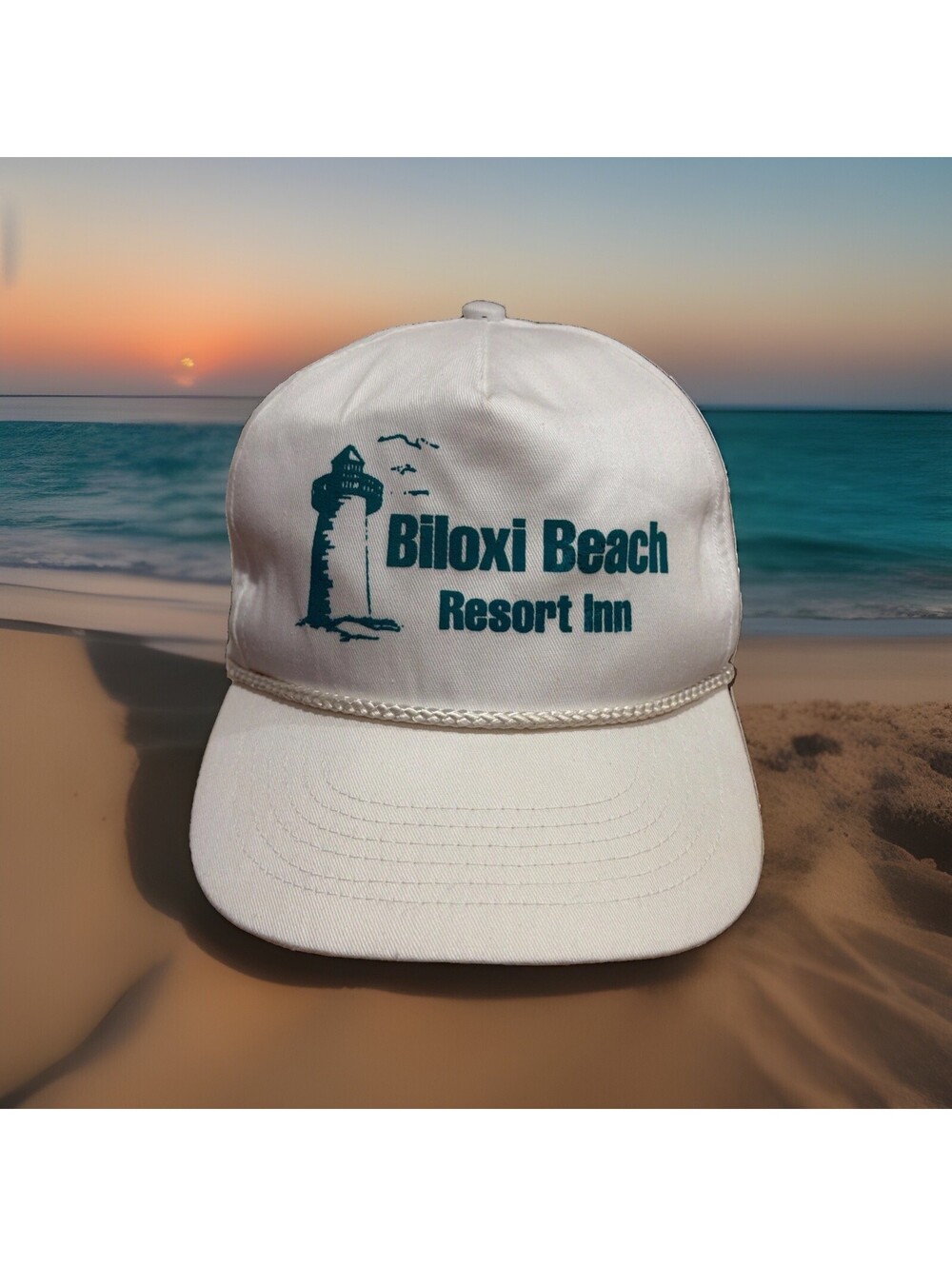 Biloxi Mississippi Beach Resort Inn Lighthouse White SnapBack Baseball Cap Hap